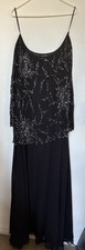 J Kara Black  Silver Dress 22W Evening Formal Gown Beaded Timeless Jkara Long