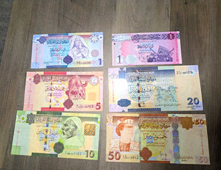 Libyen Banknoten Lot & Sammlung Konvolut arabische Schrift 1 50 Dinar 6 Stk