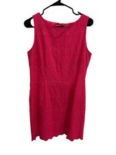 Plaza South Petite Pink Floral Sleeveless Sheath Dress Sz 10P Textured Cocktail