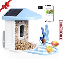 Smart Bird Feeder With Camera Solar Powered Solar Roof  Bird House 64GB SD Card