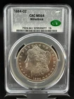 1884-CC Morgan Dollar Silver MS-64 CAC Graded Witterbrick -