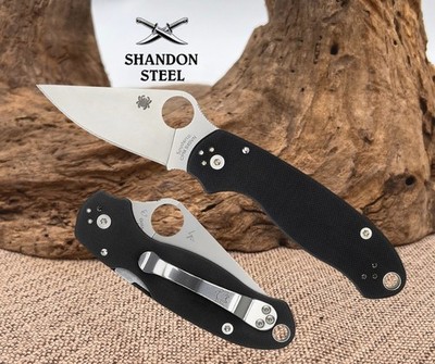 Spyderco Para 3 CPM S45VN Stonewashed Plain Edge Black G10 Paramilitary 3 C223GP