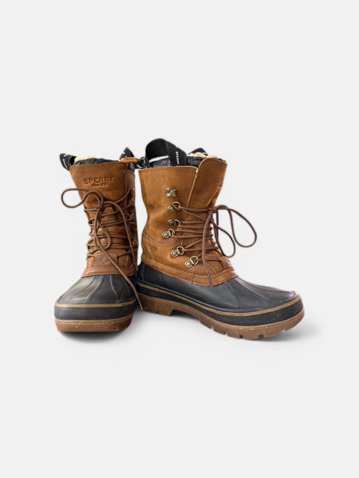 Sperry Men's Ice Bay Snow Boots Shearling Duck Hiking Alpine Boots Men’s 9.5