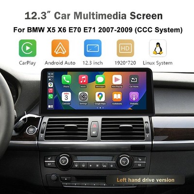 12.3'' Android Auto CarPlay Car TouchScreen For BMW X5 E70 X6 E71 CCC 2007-2010