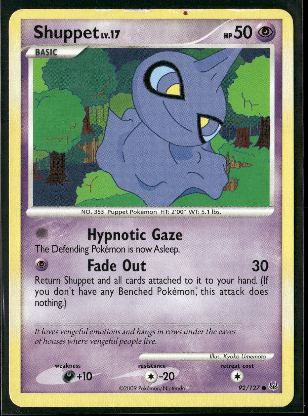 Shuppet 92/127 Common Platinum Pokemon Lightly Played