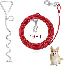 Dog Tie Out Cable and Stake, Outdoor Dog Stake for Yard Training,