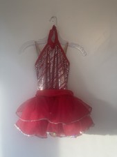 Girls Red Sleeveless Sequin Dance Dress with Tutu