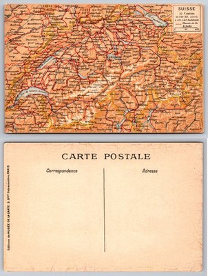 Suisse Railway Map Postcard