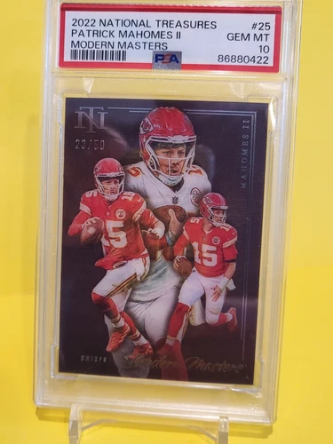 2022 NATIONAL TREASURES PATRICK MAHOMES II MODERN MASTERS 23/50 #25 PSA 10 POP 2