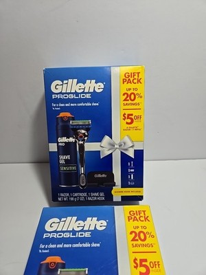 GILLETTE PROGLIDE Gift Packs 1 Razor 1 Razor Hook 1 Cartridge & 7oz Shave Gel