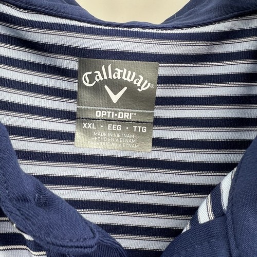 Polo Callaway uomo XXL blu a righe Opti-Dri Golf Performance - Foto 5 di 9