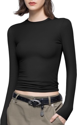 Women's Long Sleeve T Shirts Crew Neck Slim Fit Tops Sexy Basic Tee