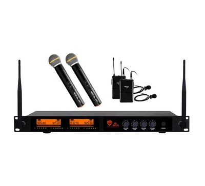Professional Digital Wireless Microphone System 2 x Lapel, 2 x Handheld