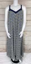 MICHAEL Kors Women's XL Yellow Blue Tiny Flowers Lined Full Length Dress EUC