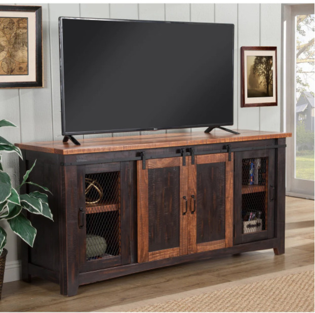 Tv Center Entertainment Console Cabinet Media Table Wood Rus