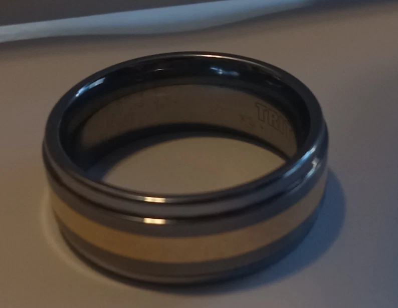 Men's Wedding Ring ,18k in laid gold, Tungsten Carbide ,Size 12 , Triton - Image 2 of 3