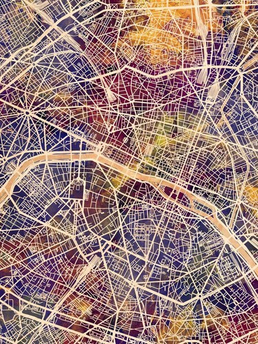 Poster - Paris Map, Modern Abstract City Streets, 4 Sizes - Picture 2 of 25