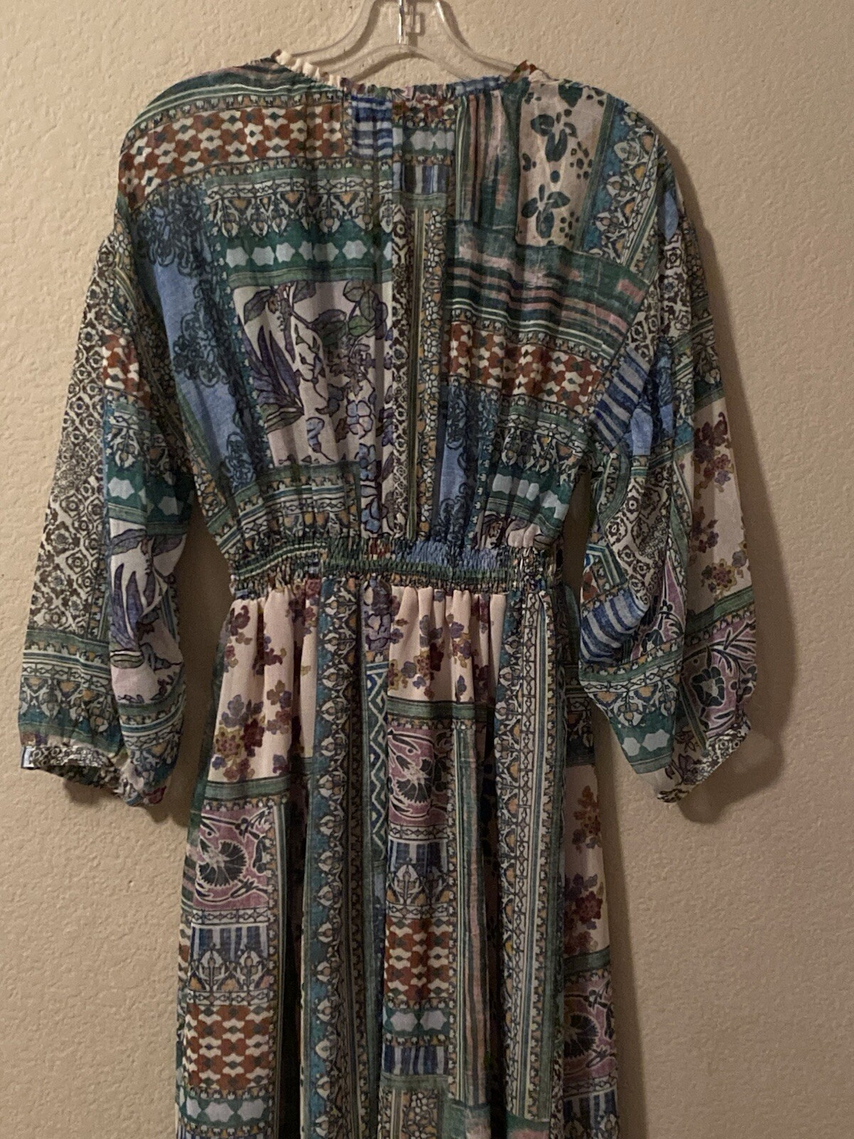 Zara Green Printed Patchwork MIDI Chiffon Dress W… - image 10