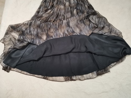 AUTH FW2008 Dolce&Gabbana feathers printed brown gray silk skirt IT 40 - Picture 18 of 18