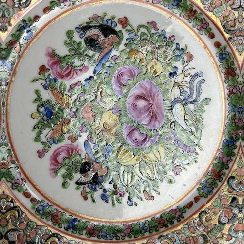 Chinese Famille Rose Canton Plate Thousand Butterflies Rim 9.75” Republic Period - Picture 9 of 17