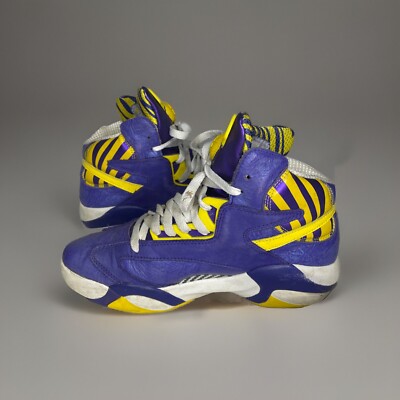 Reebok Pump Shaq Attack LSU Basketball Shoes Mens 8 Purple Yellow