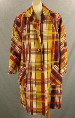 Women's 70's Vintage TUXSTER All Purpose rain Coat gaudy plaid Small