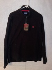 Chaps Mens L 1/4 Zip Pullover Sweater Fleece Black Sweatshirt Long Sleeve NWT