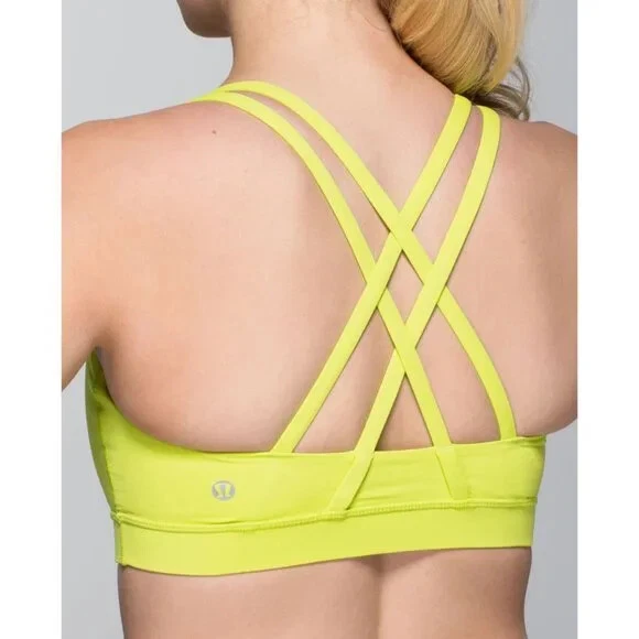 Lululemon Women's Energy Bra Sportsbra Antidote Yellow Strappy