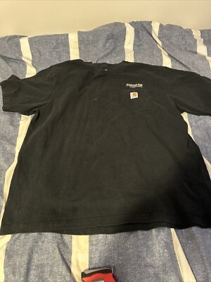 Carhartt Progress Rail Black Tee Shirt Sz XL Embroidered