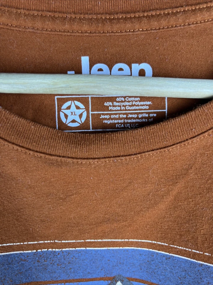 Camiseta Jeep Para Hombres XL Naranja Manga Corta Doble Puntada Algodón Mezcla Poliéster Foto 2 de 4