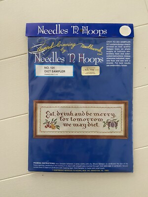 Needles 'N Hoops DIET SAMPLER No. 131 Stamped Cross Stitch 7x19 Sealed VTG NIP