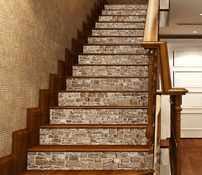 3D Brick Stone ZHU3059 Stairs Risers Decoration Photo Mural Vinyl Wallpaper Amy