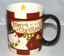 Merry Christmas Snowman Hat Scarf Ceramic 10o...