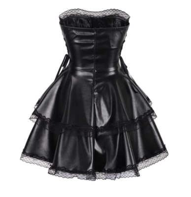 black leather prom dress Spaghetti Straps Satin Black Prom Dress Formal Gown with Slit TP1242 US16 / Black