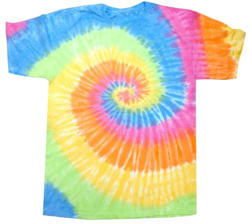 Colorful Tie N Dye T-Shirt 70s Retro Hippie Swirl Psychedelic Festival Gift Top - Picture 17 of 26