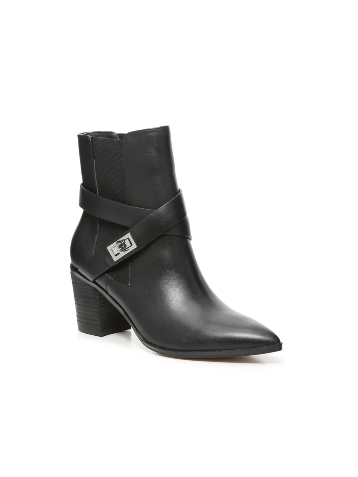 CHARLES DAVID Женские Черные Кожаные Ботильоны Elude с Острым Носком на Наборном Каблуке Размер 75 М 27290₽