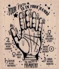 Mounted Rubber Stamp, Palmistry, Palm Reader, Fortune Teller, Fantasy, Magic