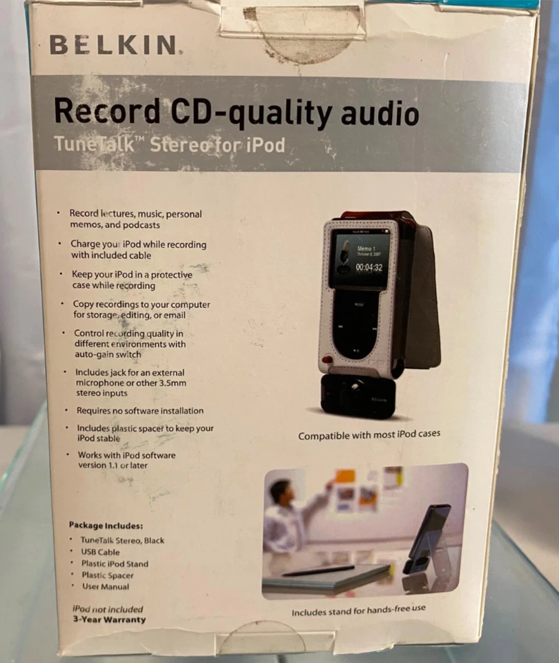 Gravador de voz microfone estéreo Belkin Tune Talk para iPod vídeo clássico - Imagem 2 de 4
