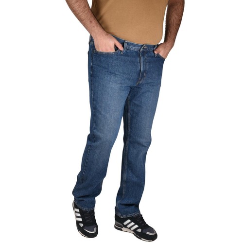 Mens Straight Leg Jeans Regular Fit Work Farmers Mechanics Denim Trousers Pants - Picture 6 of 7