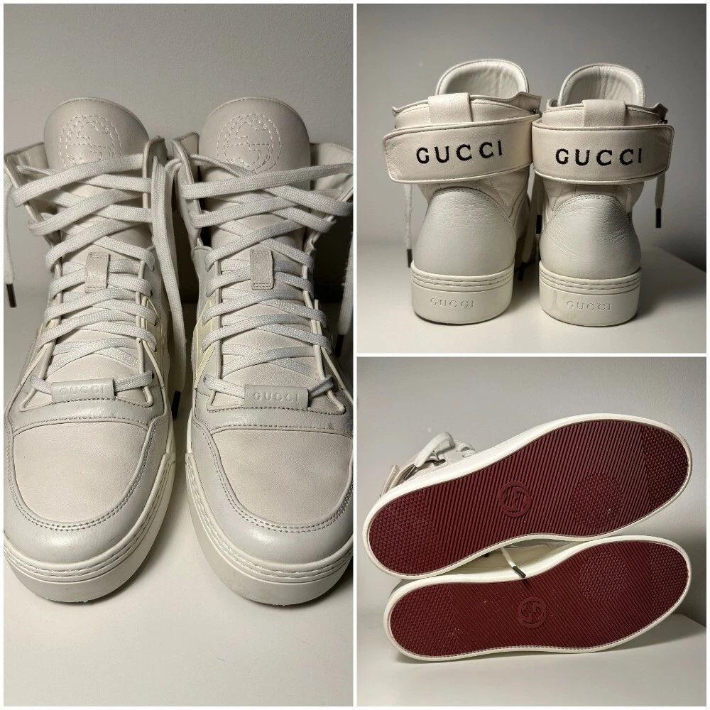 Gucci High Top « Great White » 386738 US10 cuir baskets chaussures