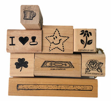 Stampin up Rubber Stamp Lot of 8 Misc Flower Star Rug Rose Stick Clover Coffee