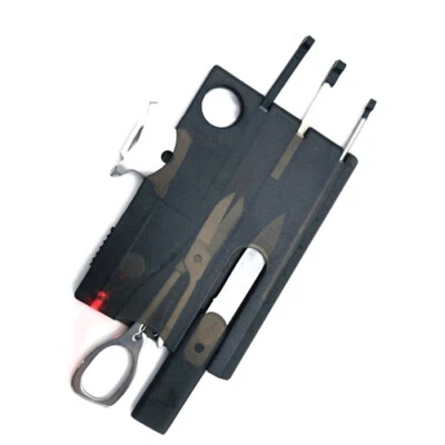 GEO-VERSAND Tarjetas de crédito multiherramienta - pinzas lápiz lupa destornillador 12 en 1 geocaching