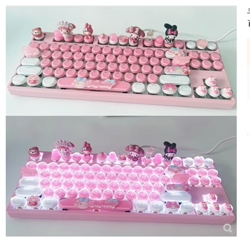 My Melody 合鍵 クローバー　キー 355-358 My Melody Mechanical Keyboard 87 Keys Keypad Cyan Axis Computer