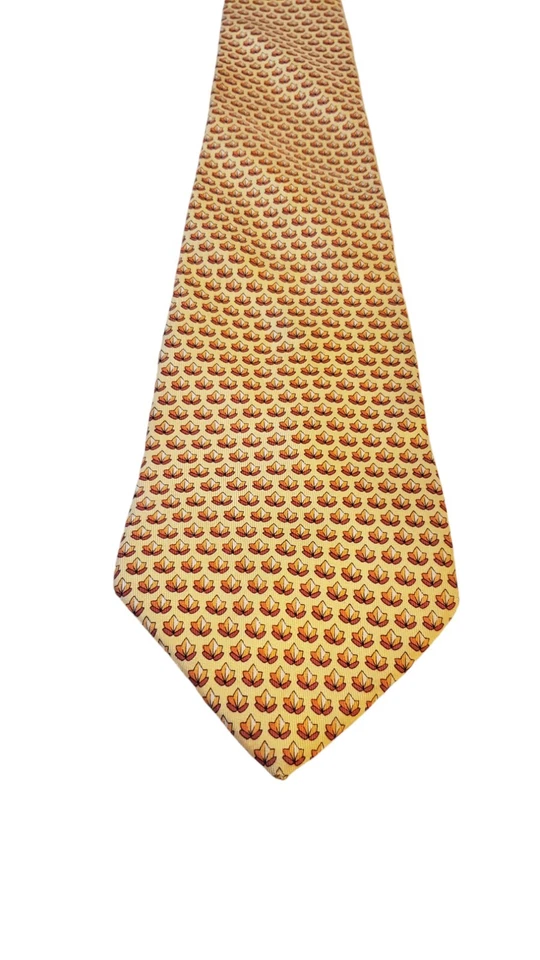 Salvatore Ferragamo Luxury Mens Fall Classic Leaf Print Silk Tie Designer Autumn - Image 3 of 4