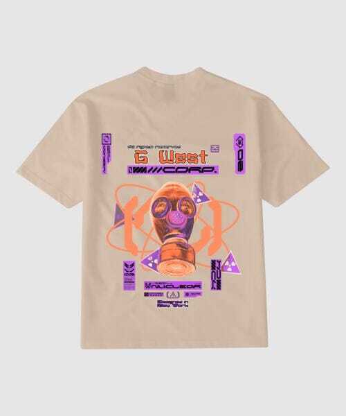 G West Oversized Gas Helmetlife Style Tee Mens Style Tan : Gwppt9004 - 1 Colors
