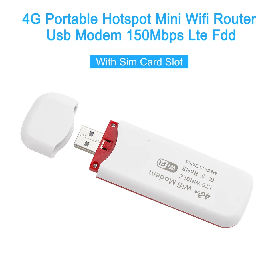 4G LTE Wireless Router WiFi Mobile Broadband Modem USB Dongle Unlocked White, - Image 4 of 4