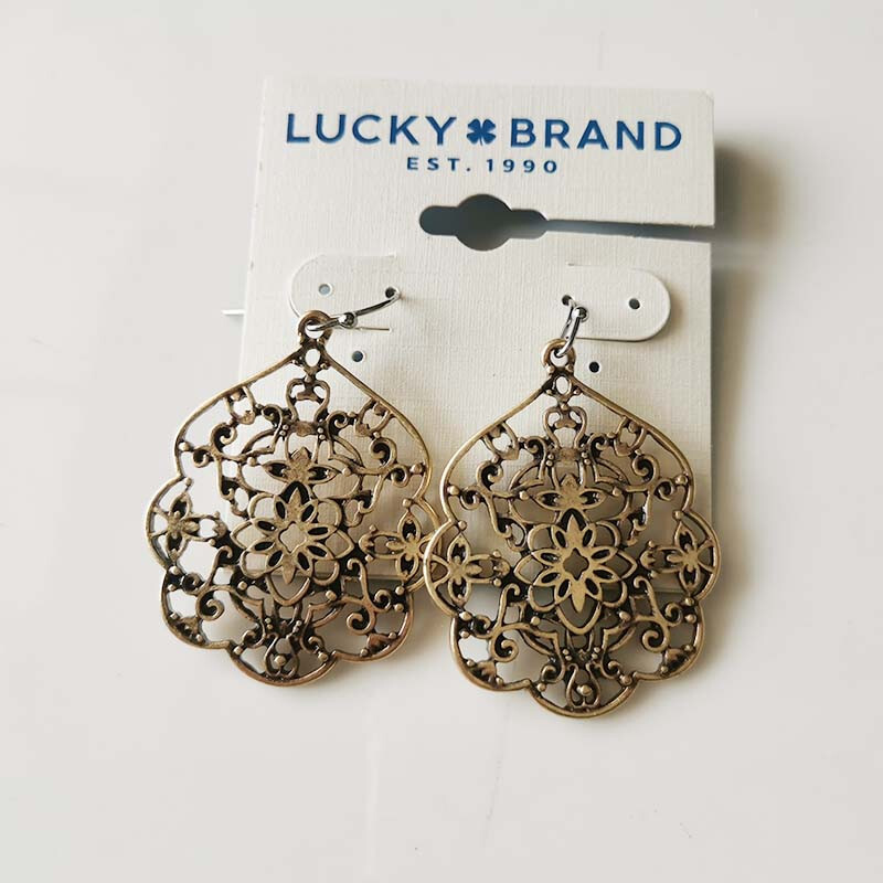Lucky Brand Vintage Floral Drop Earrings for Women Perfect Gift Party Vacation Jewelry
