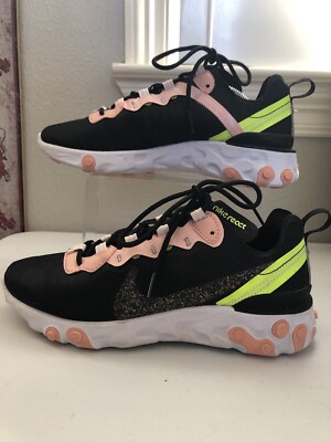 Nike React Element 55 Women 8.5 Premium Athletic Shoes Black Pink CD6964-002 DX