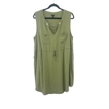 Torrid Green Lightweight Sleeveless Dress with Chain Detail at Neck Plus Size 2X