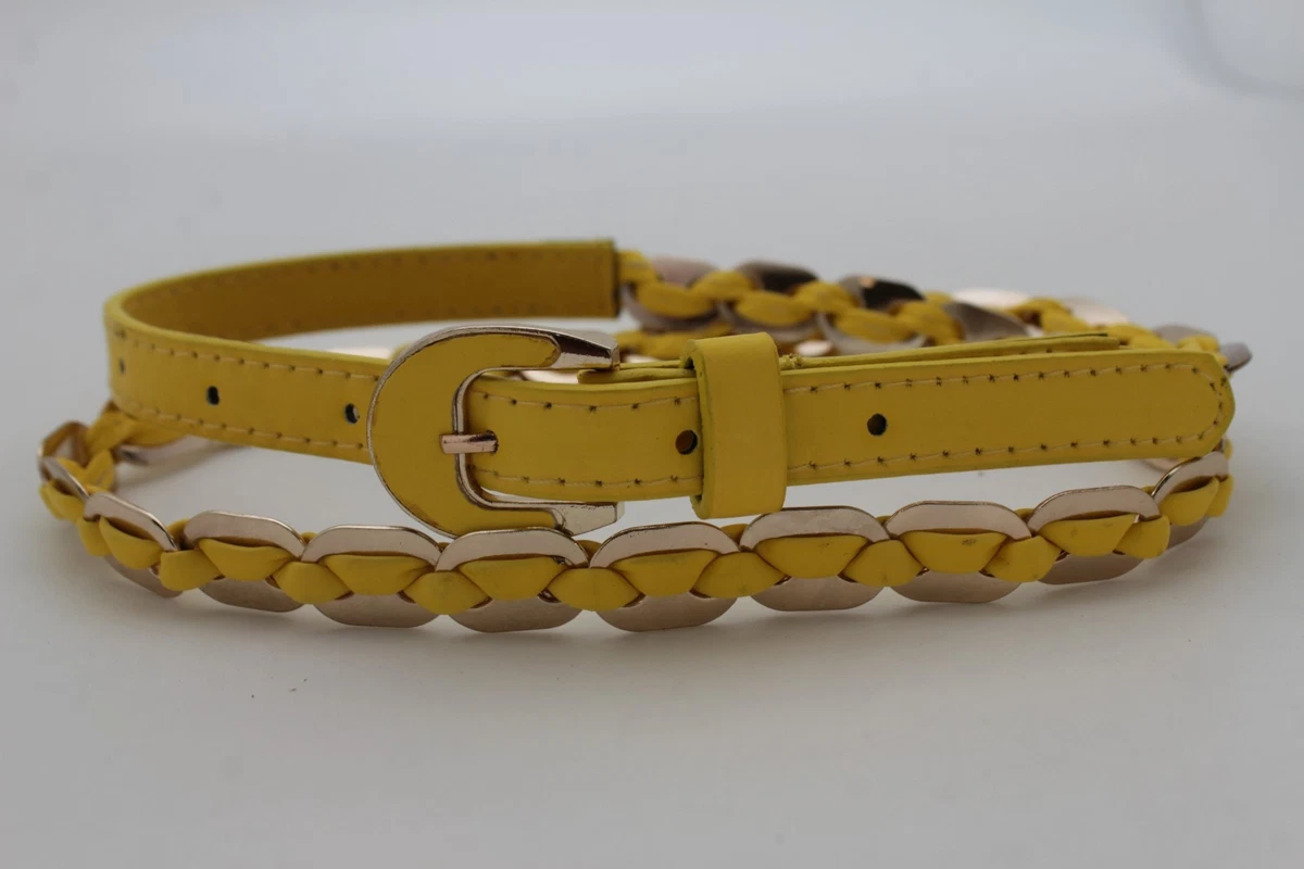 Ceinture Cuir Vintage Dorée - Taille 115, Large, Fabrication France, Occasion